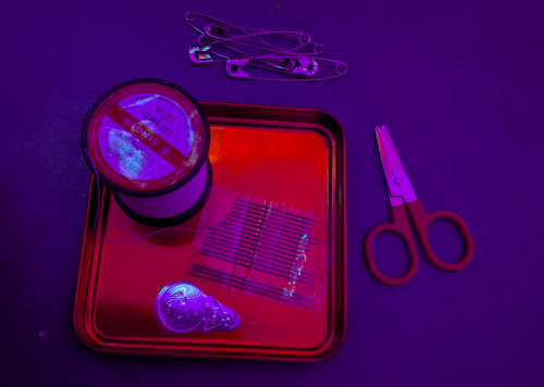 Safety Pins, white Thread, Needles, Needle Threader, Sewing Scissors